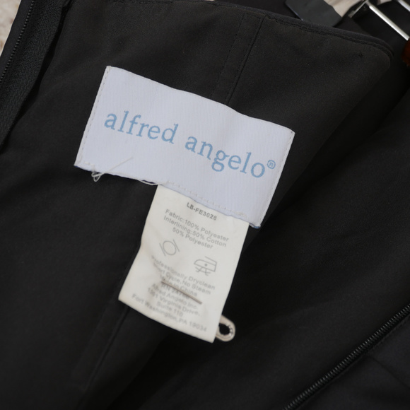 Alfred Angelo Strapless Gathered Black Satin Dress - Picture 2 of 8